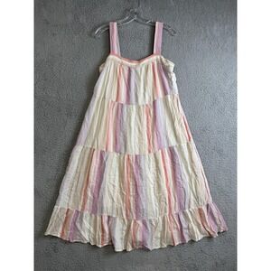 Rails Dress Womens Medium Juliette Stripe Amaya Tiered Sundress Linen Ruffle Hem